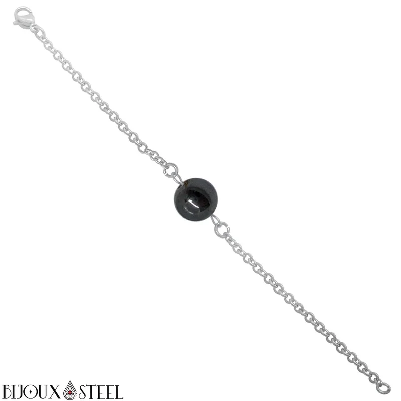 Bracelet à perle d'hématite en acier inoxydable