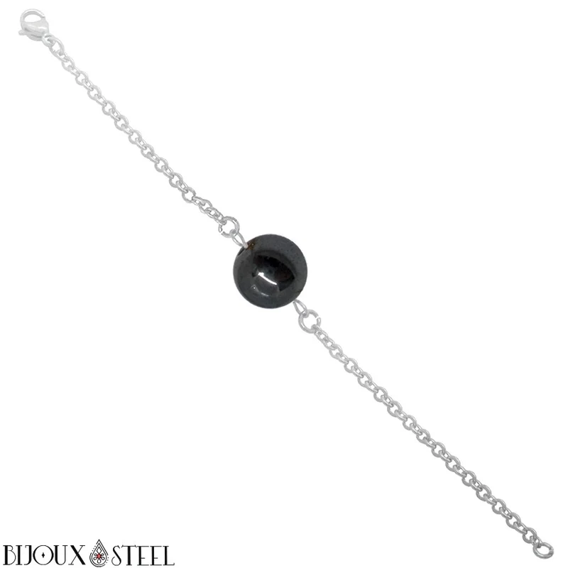 Bracelet à perle d'hématite en acier inoxydable