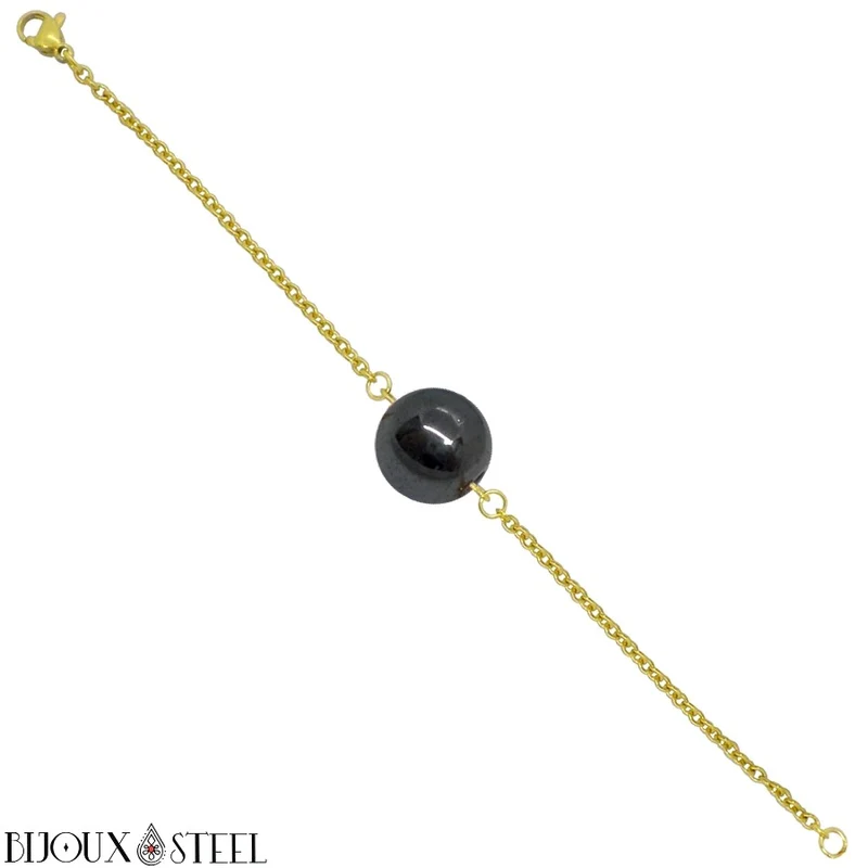 Bracelet à perle d'hématite en acier inoxydable