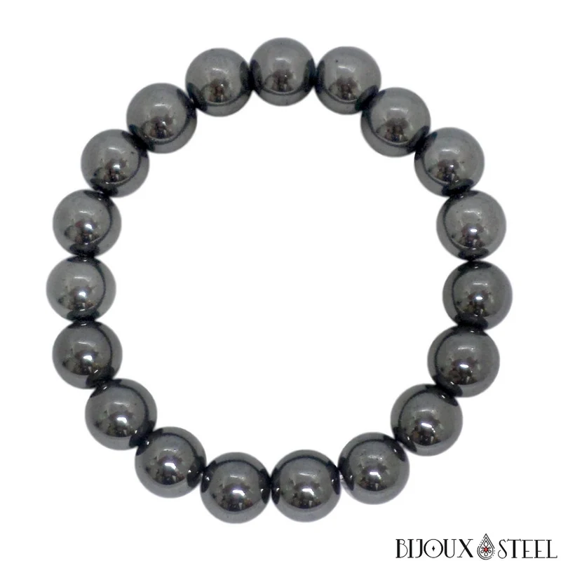 Bracelet en perles d'hématite 10mm