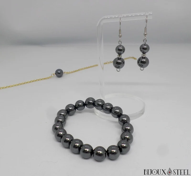 Bracelet en perles d'hématite 10mm