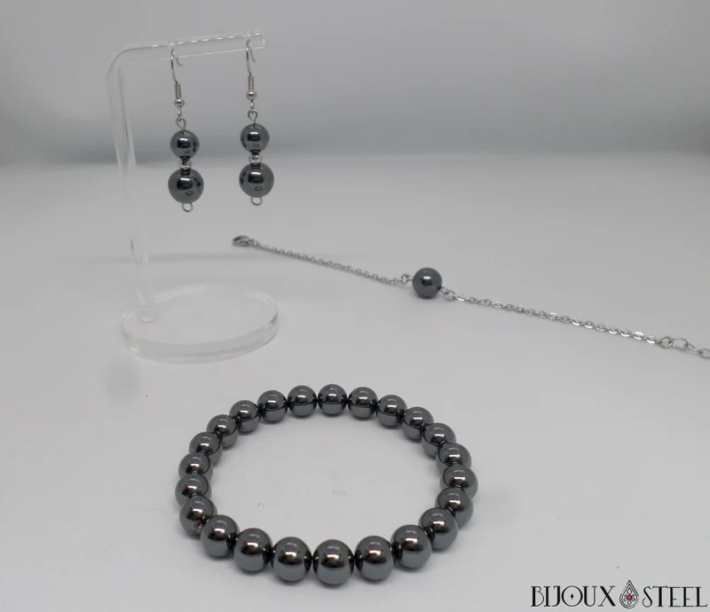 Bracelet en perles d'hématite 8mm