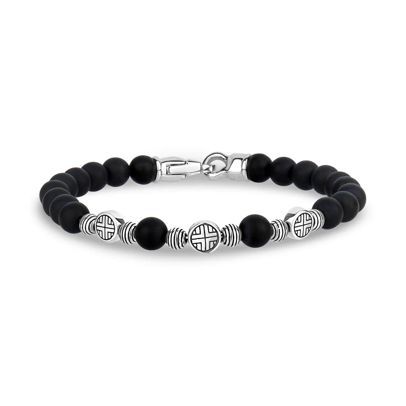 Bracelet de perles bouclier de minuit - 4MM
