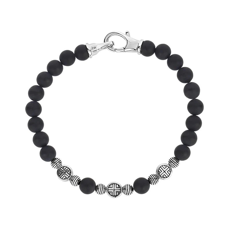 Bracelet de perles bouclier de minuit - 4MM
