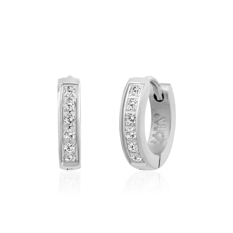 Boucles d'oreilles Huggie serties de pierres