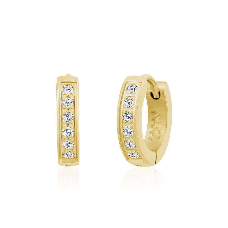 Boucles d'oreilles Huggie serties de pierres