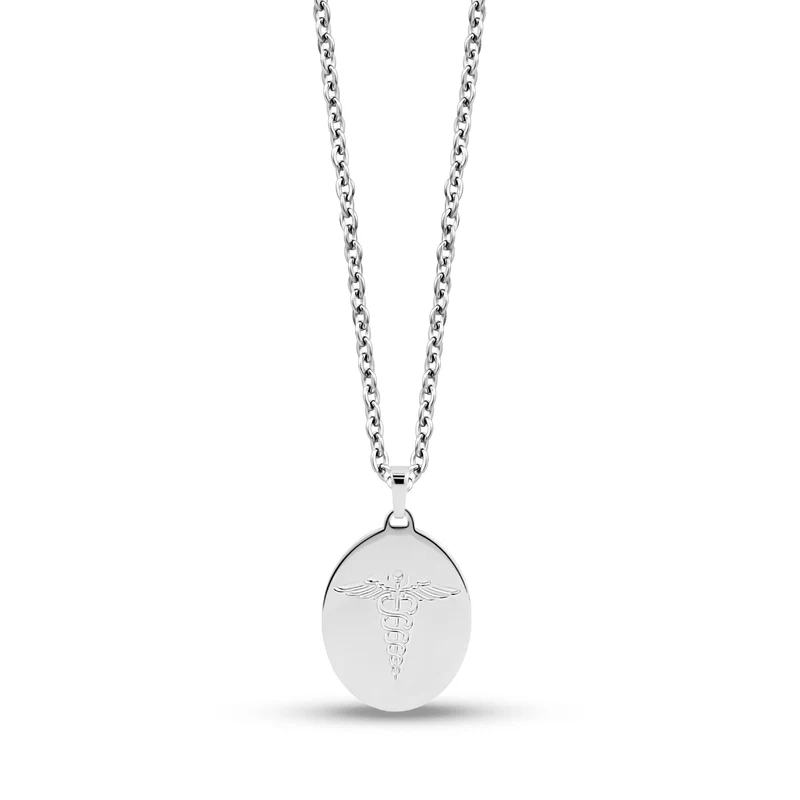 Pendentif ovale Caducée médical
