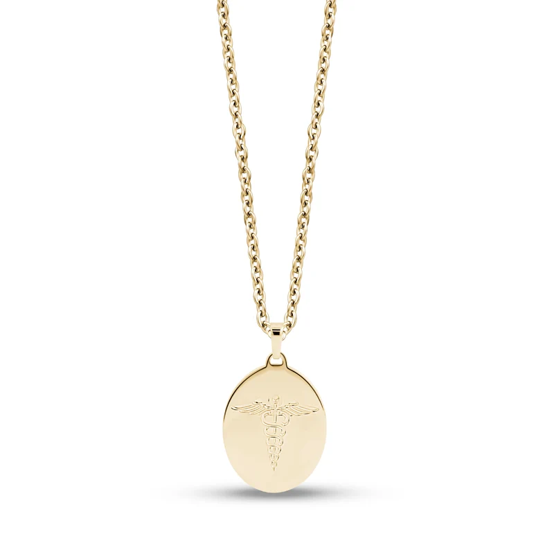 Pendentif ovale Caducée médical
