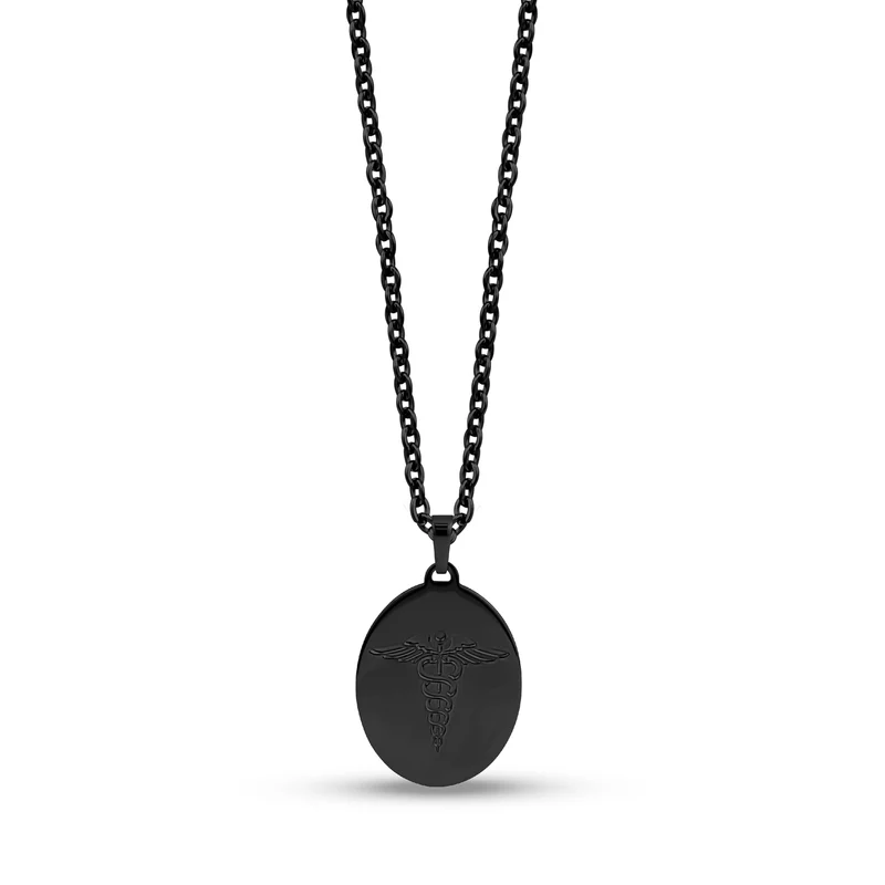 Pendentif ovale Caducée médical