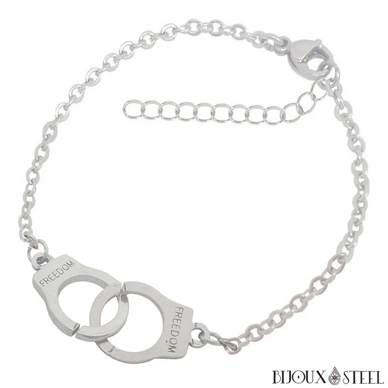 Bracelet menottes adultes et chaîne à maillons en acier inoxydable
