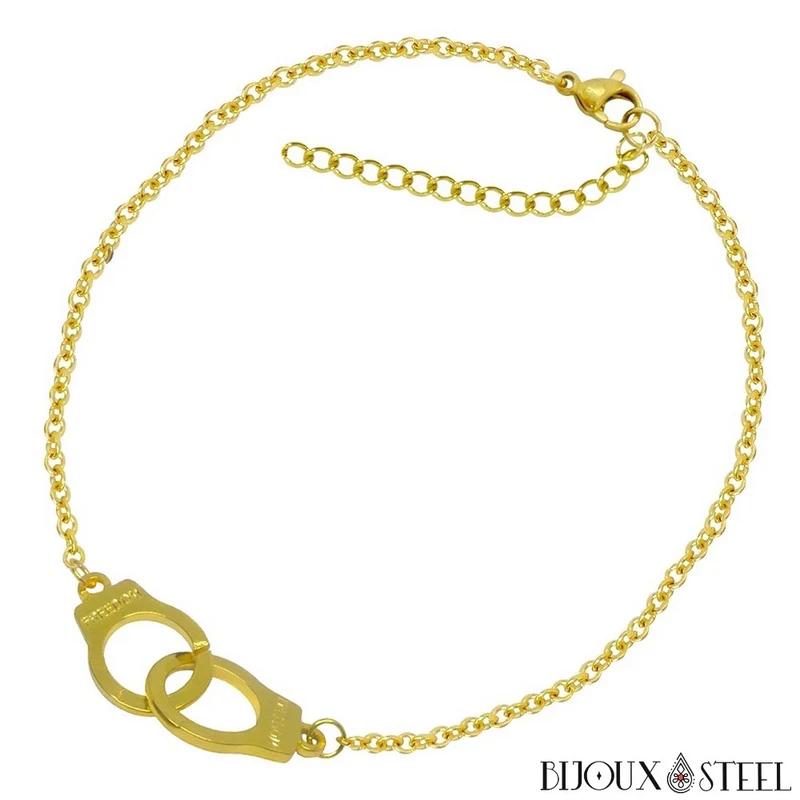 Bracelet menottes adultes et chaîne à maillons en acier inoxydable