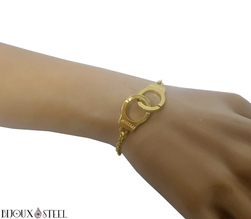 Bracelet menottes adultes et chaîne à maillons en acier inoxydable