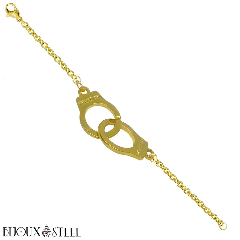 Bracelet menottes adultes et chaîne à maillons en acier inoxydable