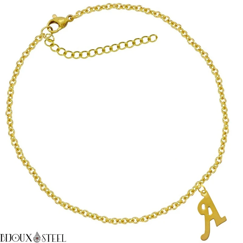 Bracelet doré personnalisé à lettre en acier inoxydable