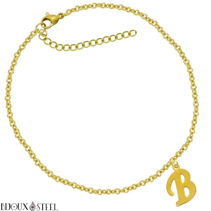Bracelet doré personnalisé à lettre en acier inoxydable