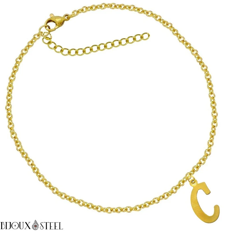 Bracelet doré personnalisé à lettre en acier inoxydable
