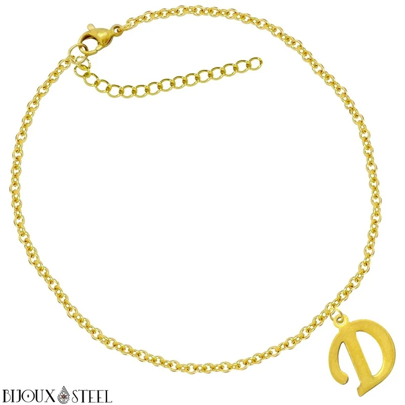 Bracelet doré personnalisé à lettre en acier inoxydable
