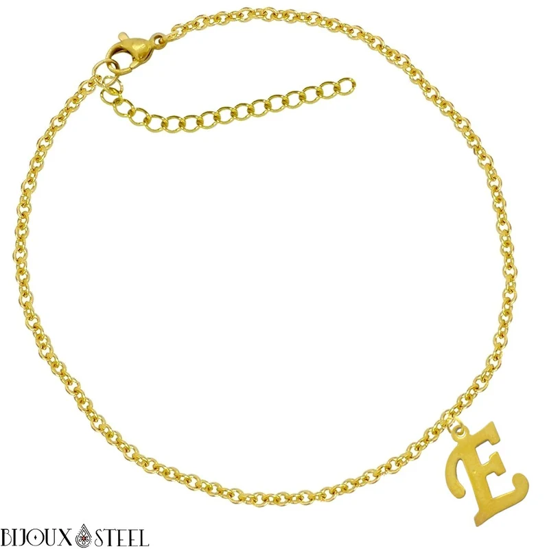Bracelet doré personnalisé à lettre en acier inoxydable