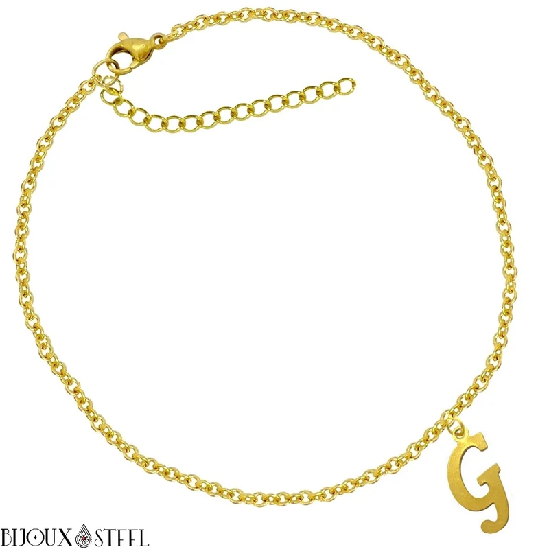 Bracelet doré personnalisé à lettre en acier inoxydable
