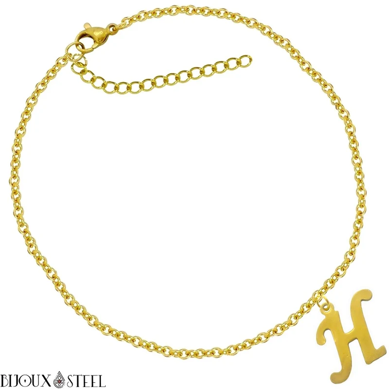 Bracelet doré personnalisé à lettre en acier inoxydable