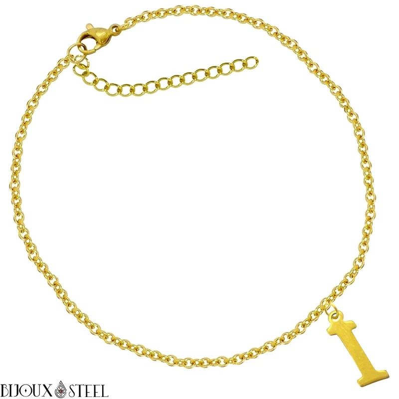 Bracelet doré personnalisé à lettre en acier inoxydable