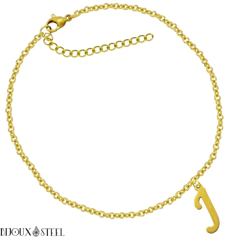 Bracelet doré personnalisé à lettre en acier inoxydable