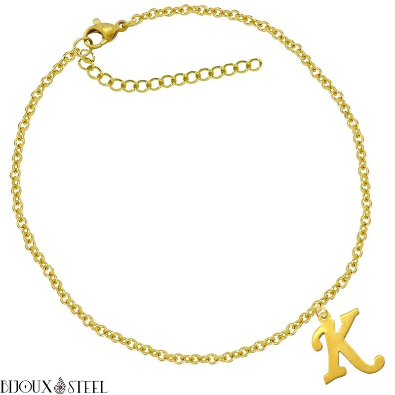 Bracelet doré personnalisé à lettre en acier inoxydable