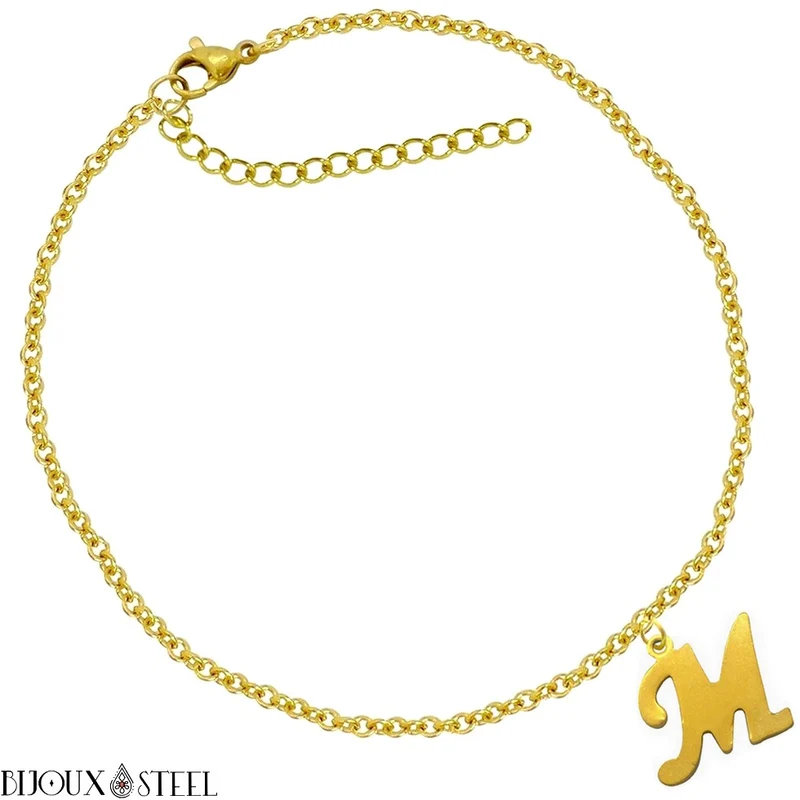 Bracelet doré personnalisé à lettre en acier inoxydable