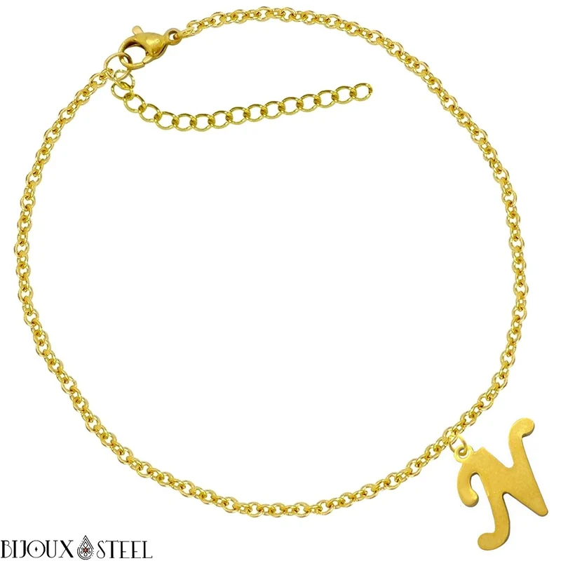 Bracelet doré personnalisé à lettre en acier inoxydable