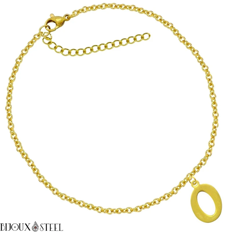 Bracelet doré personnalisé à lettre en acier inoxydable