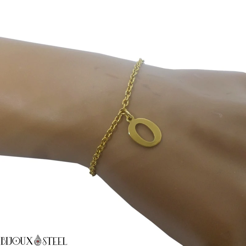 Bracelet doré personnalisé à lettre en acier inoxydable