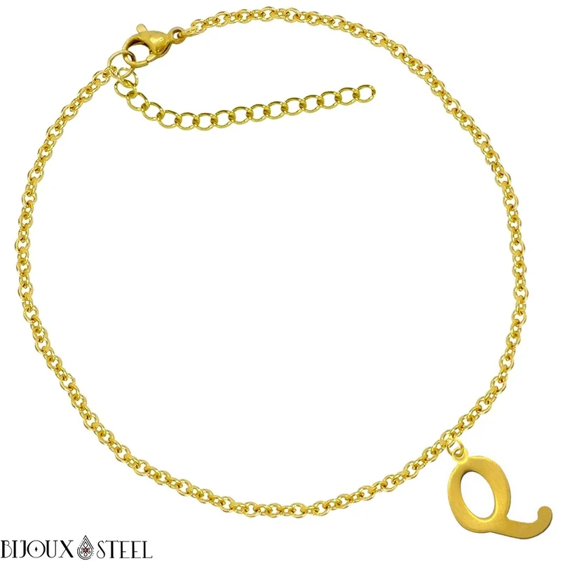 Bracelet doré personnalisé à lettre en acier inoxydable