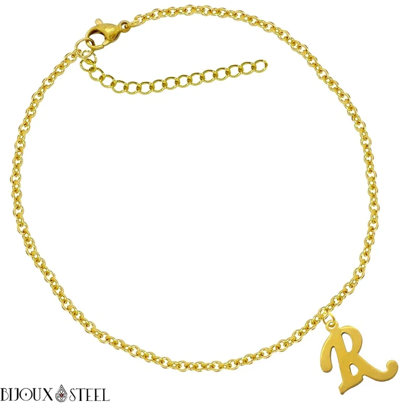 Bracelet doré personnalisé à lettre en acier inoxydable