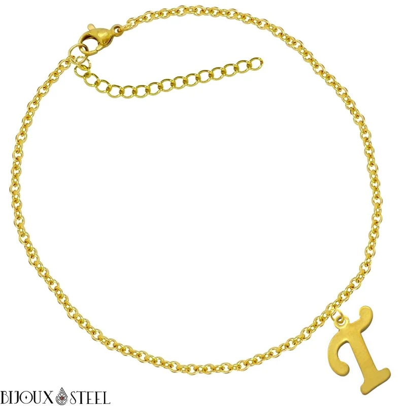Bracelet doré personnalisé à lettre en acier inoxydable