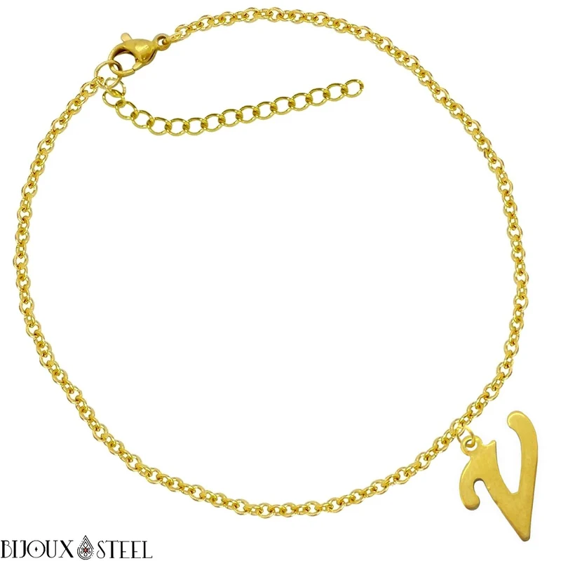 Bracelet doré personnalisé à lettre en acier inoxydable