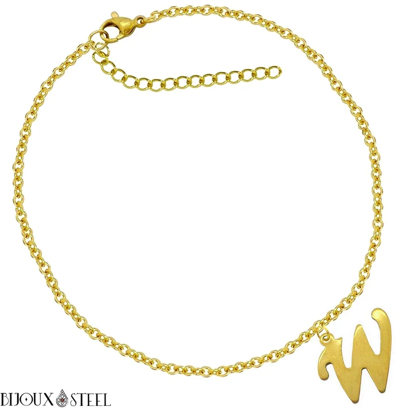 Bracelet doré personnalisé à lettre en acier inoxydable