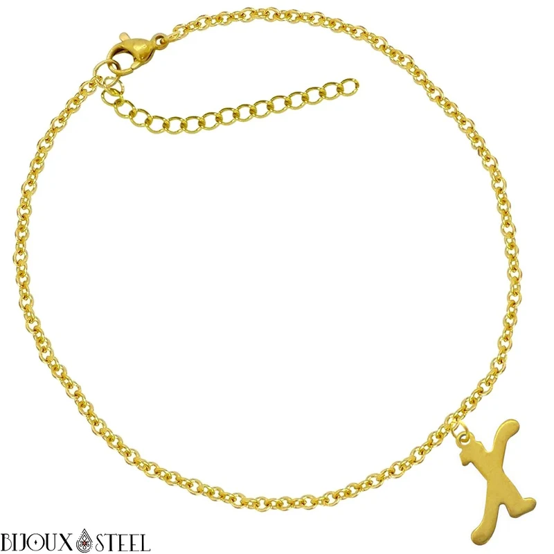 Bracelet doré personnalisé à lettre en acier inoxydable
