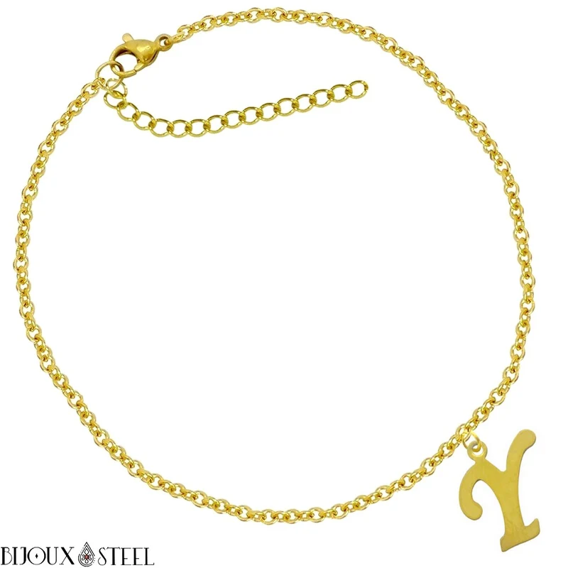 Bracelet doré personnalisé à lettre en acier inoxydable