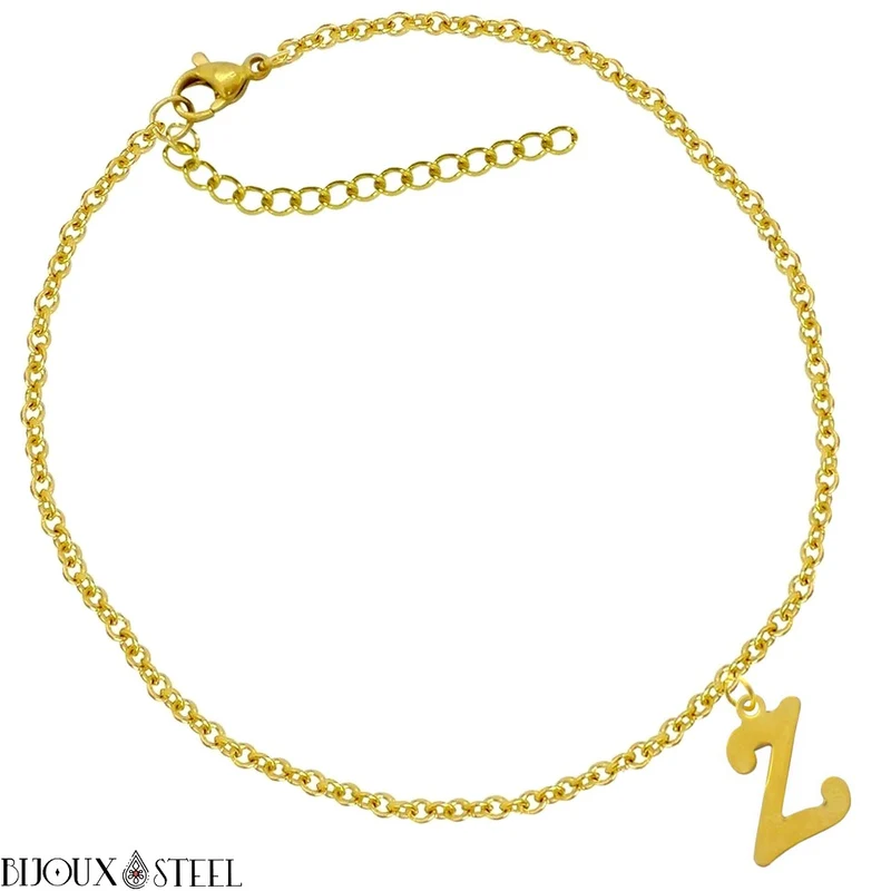 Bracelet doré personnalisé à lettre en acier inoxydable