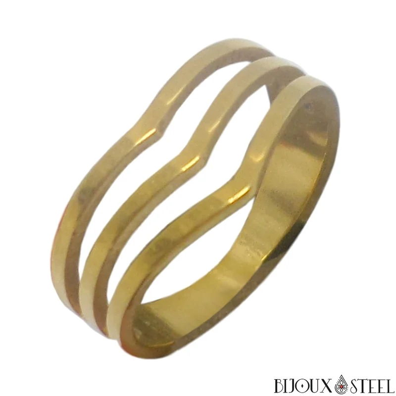 Bague dorée Élégance en acier chirurgical