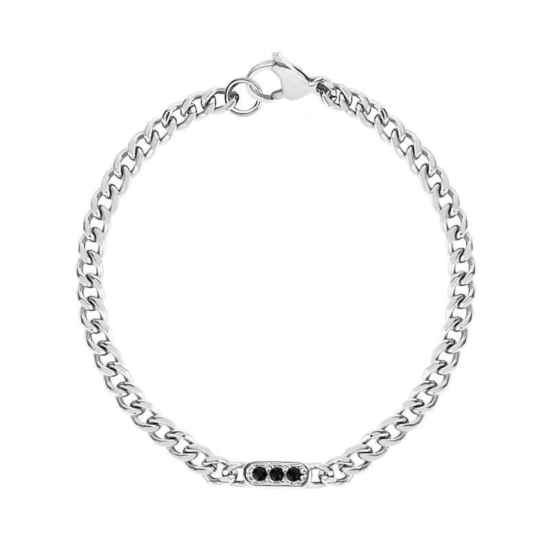 Bracelet à maillons cubains en pierre noire