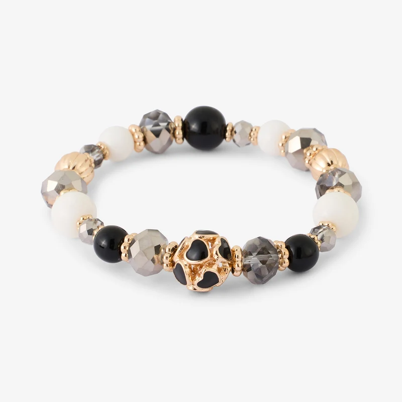 Bracelet avec perles et cœur strié Romantique