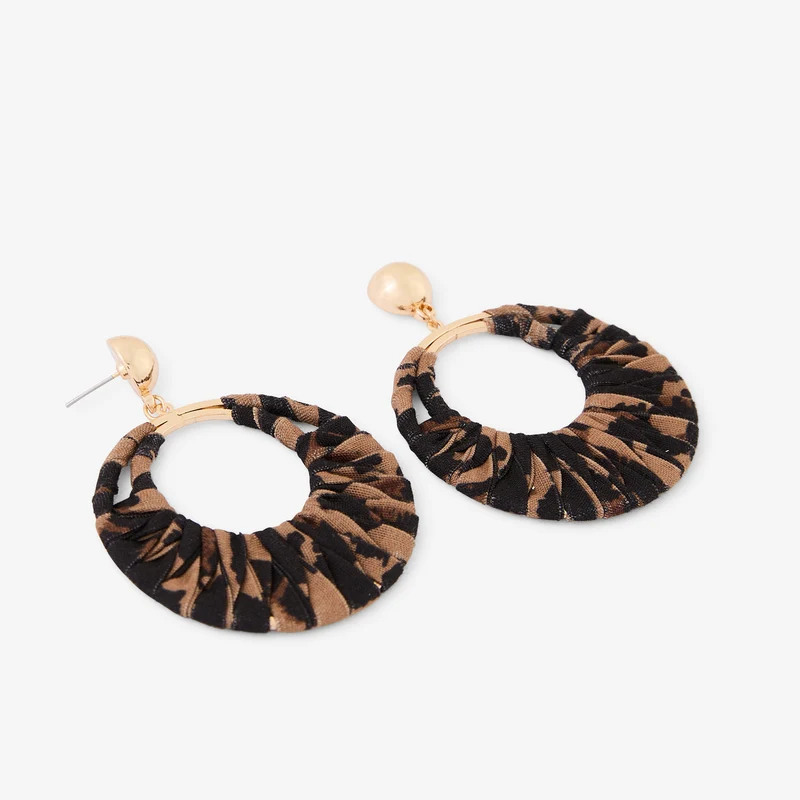 Grandes boucles d'oreilles cercle en tissu Léopard félin