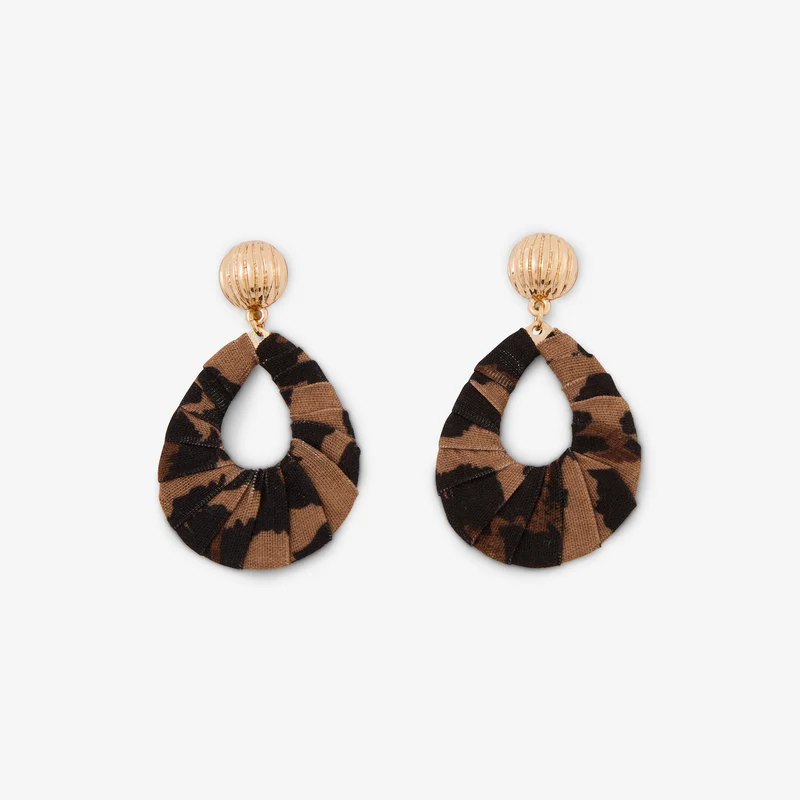 Boucles d'oreilles goutte en tissu Léopard félin
