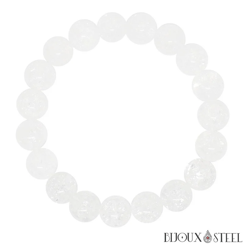 Bracelet en perles de quartz craquelé 10mm
