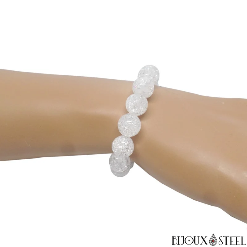 Bracelet en perles de quartz craquelé 10mm
