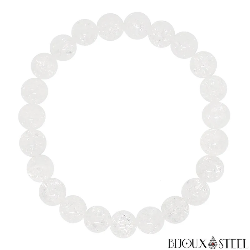 Bracelet en perles de quartz craquelé 8mm