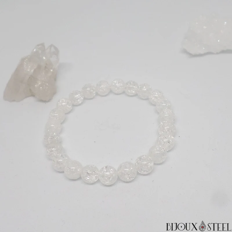 Bracelet en perles de quartz craquelé 8mm