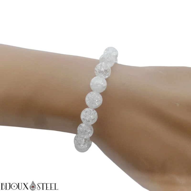 Bracelet en perles de quartz craquelé 8mm