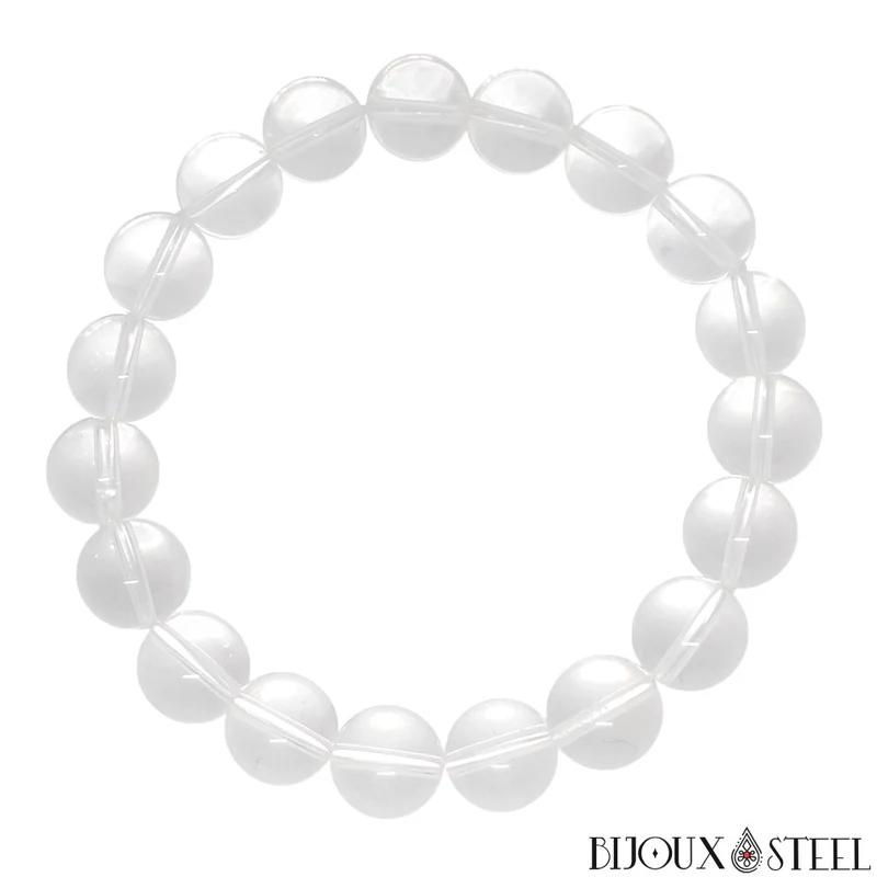 Bracelet en perles de cristal de roche 10mm